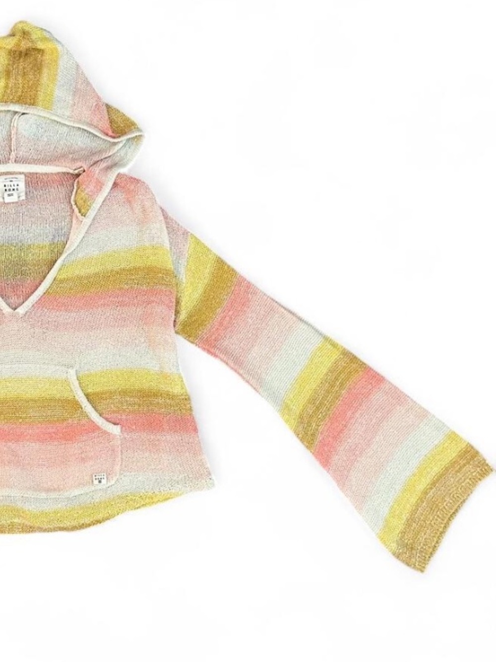 Y2K Billabong Pink & Butter Yellow Knit Sweater Bellsleeve Small - Picture 9 of 10
